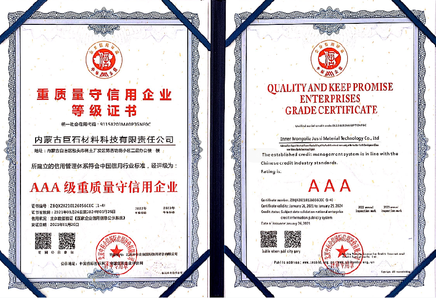 重质量守信用等级证书